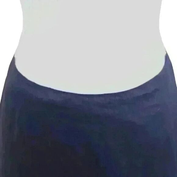 VINTAGE Ralph Lauren Navy Blue Linen Trumpet Skirt White Ribbon Hem Size 12 - Picture 3 of 6